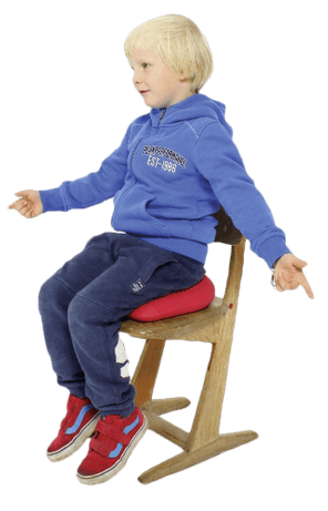 dreng sidder på en siddepude på en højstol
